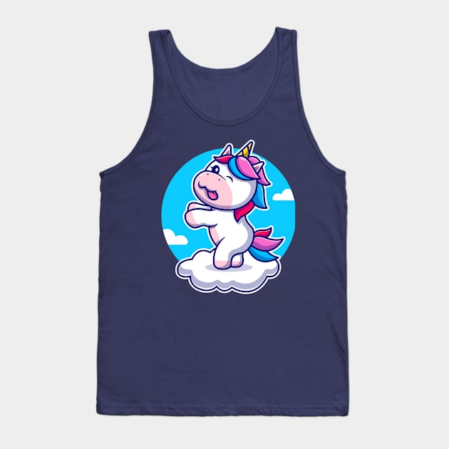 Cute Unicorn Dancing On Cloud Cartoon Tank Top by Catalyst Labs